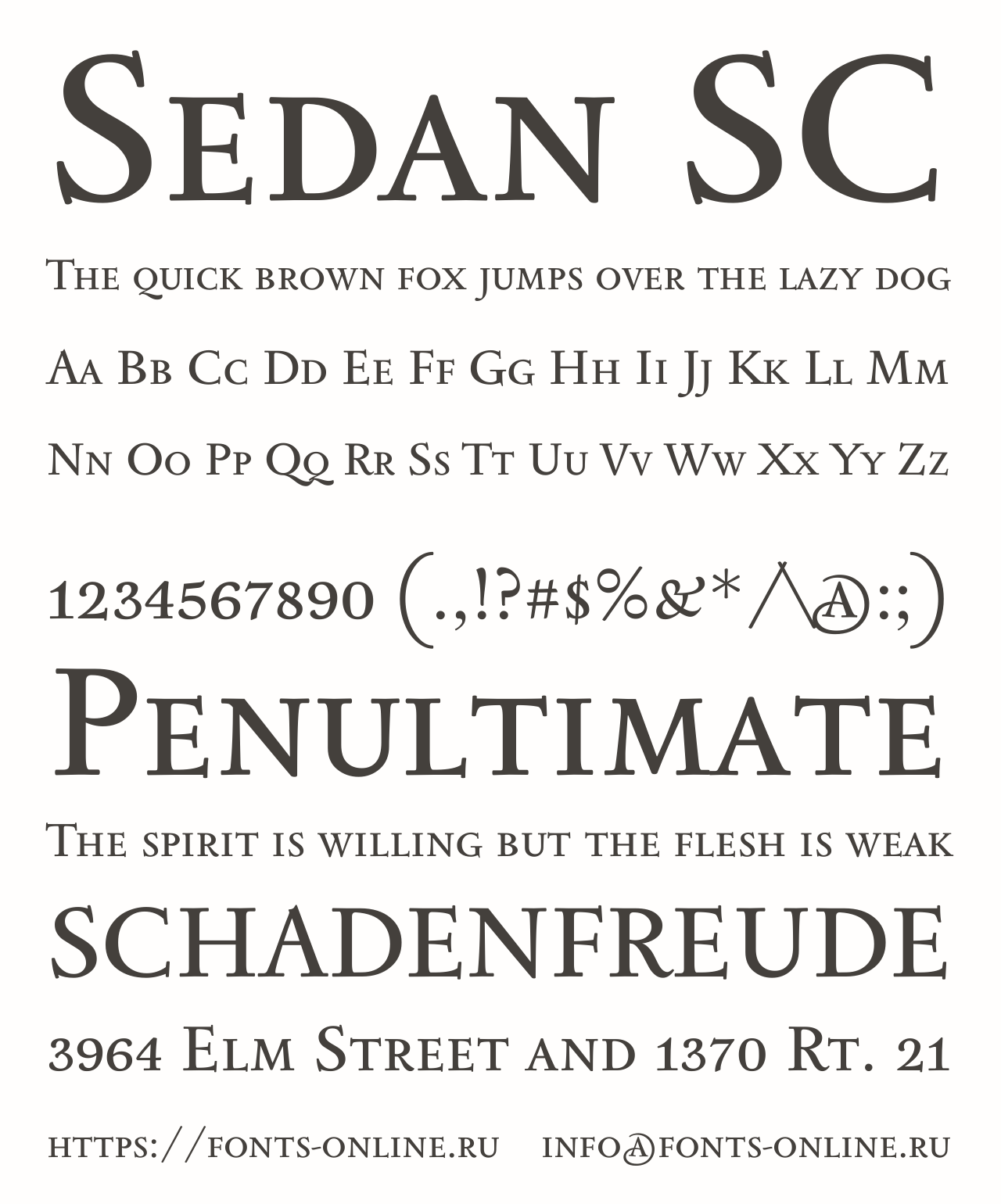 Sedan SC Regular Font preview